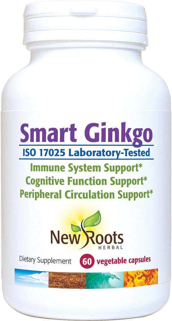 NOVÉ ROOTY HERBAL Smart Ginkgo dodatek, 60 Zeleninové kapsle, imunitní systém a kognitivní podpora