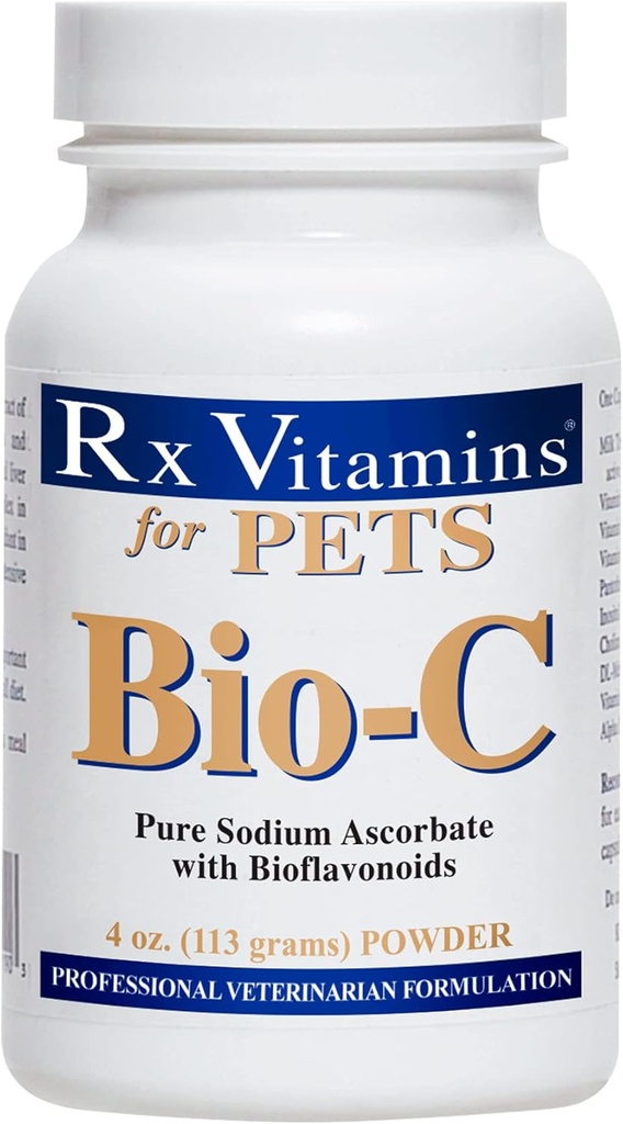 Rx Vitamíny Bio-C - Vitamin C pro psy a kočky - s citrónovými bioflavonoidy pro alergickou pomoc - Imunitní podpůrný dodatek - Podporuje zdravý plášť a kůži - Společný dodatek - 4 oz