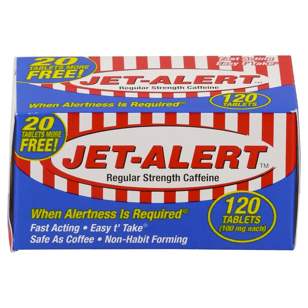 Jet- Alert Pravidelné síly kofein 100 mg tablety, velikost, 120 Počet (balení po 3)