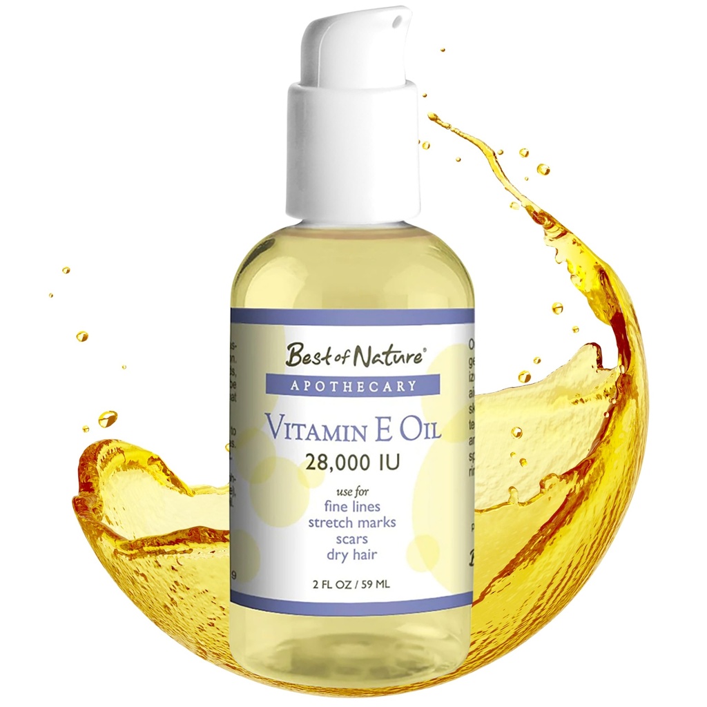 Nejlepší z přírody Vitamin E Oil 28000 IU, Nevoňavý Moisturizer s rozbitým kokosem - Opravy poškození Formule pro vlasy, pleť, tvář, & ruce