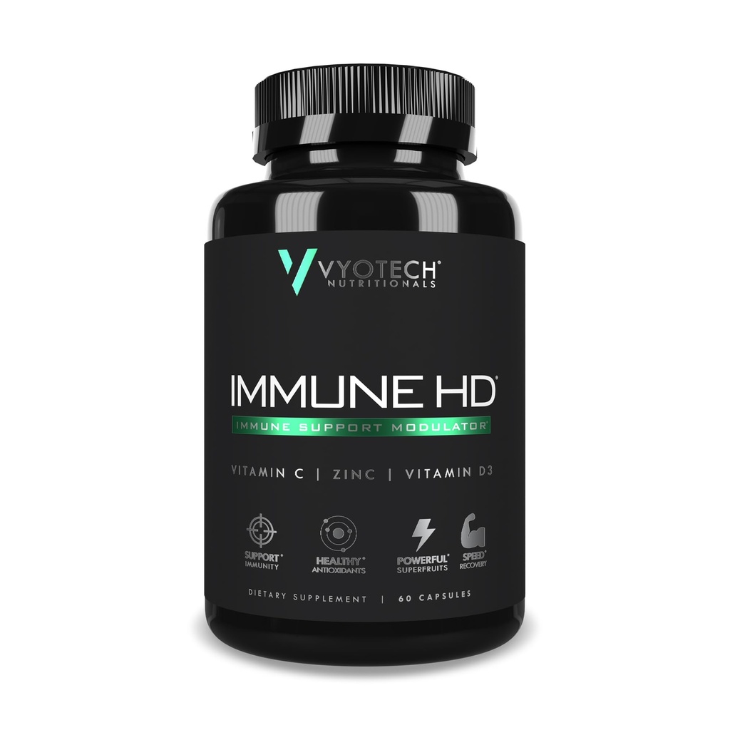Vyotech Nutritionals Imunitate HD Support Supplementary 124; Elderberry, Echinacea, Vitamin C, D3, Zink, Turmeric & Supergruit Antioxidanty 124; Imunní zdraví & Wellness Formule 124; 60 Kapsle