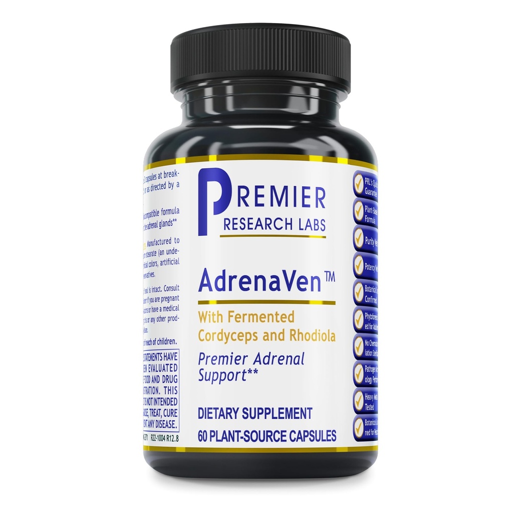 Premier Research Labs 30 Servings- AdrenaVen - Doplatek pro zdraví nadledvin, podporuje Adrenal Gland Zdraví a Stress Response - Organic Adrenal Health - 60 Plant- Zdroj Kapsle