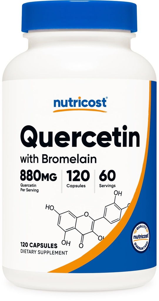 Nutricost Quercetin s Bromelainem, 880mg Quercetin + 165mg Bromelain Per Serving, 120 Kapsle, 60 Služeb (2 Caps Per Serving) - Vegetariánské, Non- GMO & Gluten zdarma