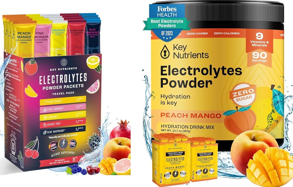 KEY NUTRIENTS Ultimate Hydration & Multivitamin Duo: 20- Pack Variety 5 Flavors + 90- Serving Tropical Peach Mango Electrolytes Powder
