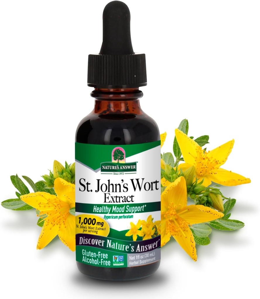 Příroda odpověď St. John 's Wort Alcohol- Free Liquid Extract (Hypericum Perforatum) current124; Zdravá nálada podpora current124; Non- GMO, Kosher & Gluten- Free 1oz