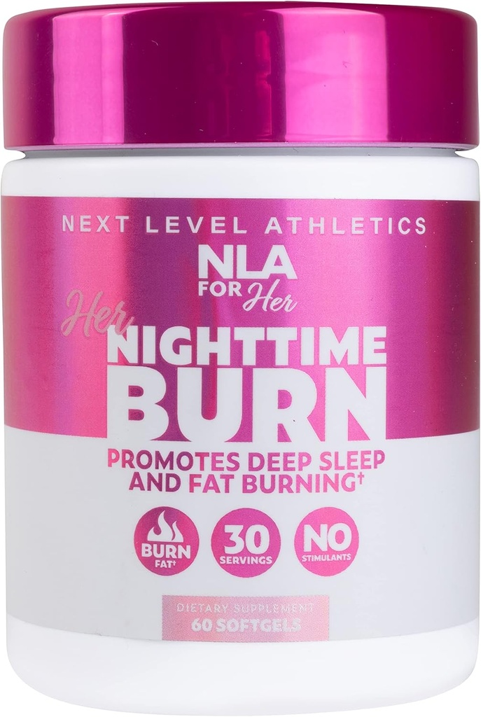 NLA pro její noční hořák pro ženy - Podpora spánku s melatonin, CLA, Ashwagandha, 5-HTP, Heřmánek - Relax, Boost metabolismus, Burn Fat - 60 Vegan Kapsle