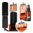 Wild Willies Beard Care Kit: Vyhřívaný Beard Straightener pro muže, Beard máslo, & Beard Růstové sérum - Ultimate Grooming Tool Set, Beard Balm, Hydrating Serum, Hot Comb Beard Brush pro denní použití