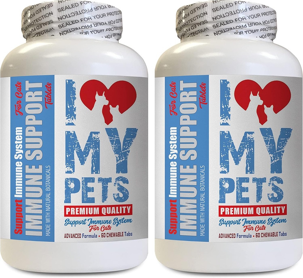 I LOVE MY PETS LLC cat Coat Supplement - CAT Imunní podpora - Booster - Zdravý dodatek - Kočky Imunní podpora - 120 léčby (2 láhve)