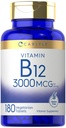 Carlyle B12 Vitamin 3000 mcg colum124; 180 Tablet CLAS124; Vegetariánský dodatek CLAS124; Non- GMO & gluten zdarma
