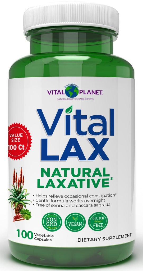 Vital Planet - Vital Lax Natural Laxative Cleanse dodatek pro příležitostnou zácpu, s hydroxidem hořečnatým, Slippery Elm, Aloe, a Triphala na podporu Bowel Regularity 100 Kapsle