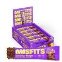 Misfit Vegan Protein Bary, Karamel Fudge - Aktualizovaný recept 124; Plant based, Nízký cukr & Karb, High Fiber Snacks CU124; Balení 15