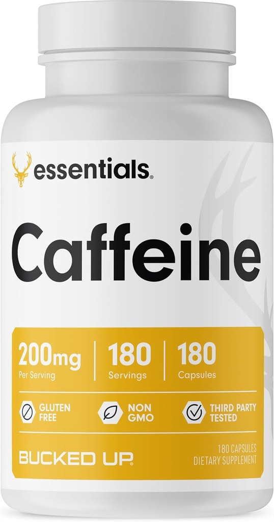 Bucked Up Caffeine 200mg Per Serving, Essentials (180 Servings, 180 Kapsle)