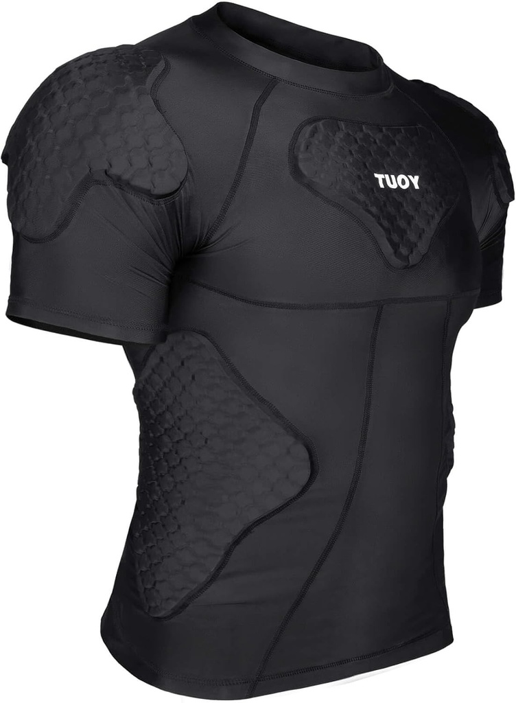 TUOY Men 's Polded Compression Shirt Protection Shirt Rib Chest Protector for Football Paintball Baseball