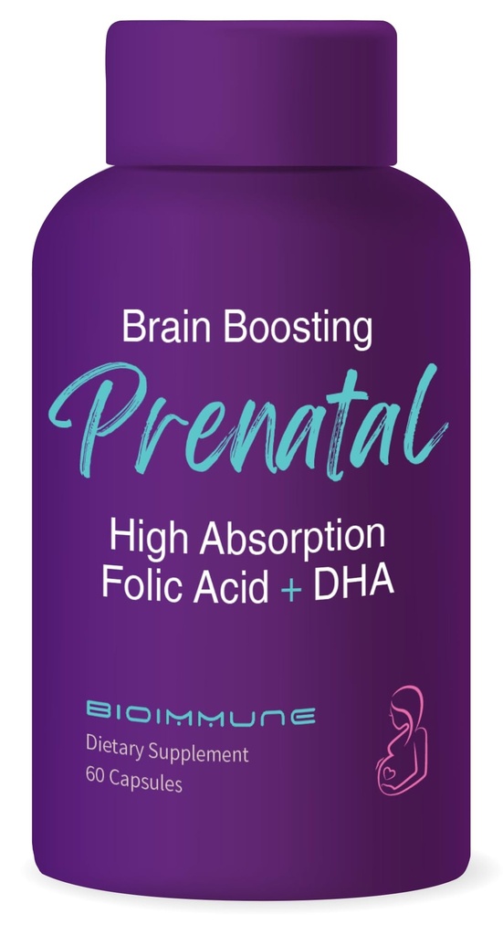 Ultra síla bio- dostupné prenatální vitamíny pro ženy, přirozeně okurkování methylovaný folát kyselina listová, DHA Omega 3. Podporuje vývoj mozku, zdravý vývoj plodu