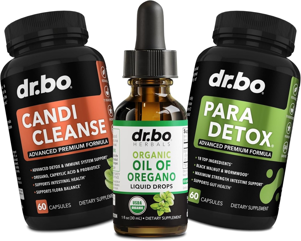Oregano Oil Organic Liquid Drops & Cleanse Kapsle - Organic Oil of Oregano Drops Tincture Extract, Candi Cleanse Detox - Capsle Acid, Wormwood Black Walnut & Cloves Kapsle