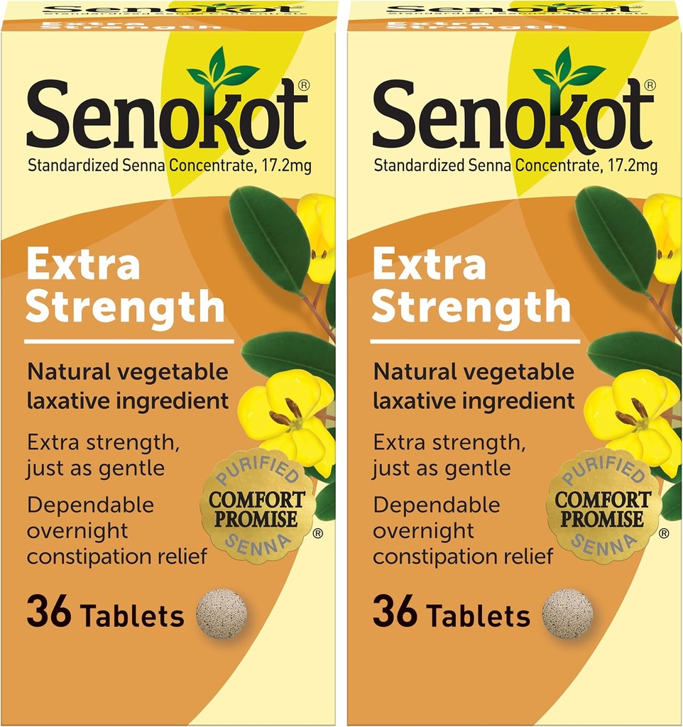 Senokot Extra Síla přírodní zeleniny Laxative pro jemné přes noc pomoc příležitostné zácpy, 36 Počet (balení po 2)