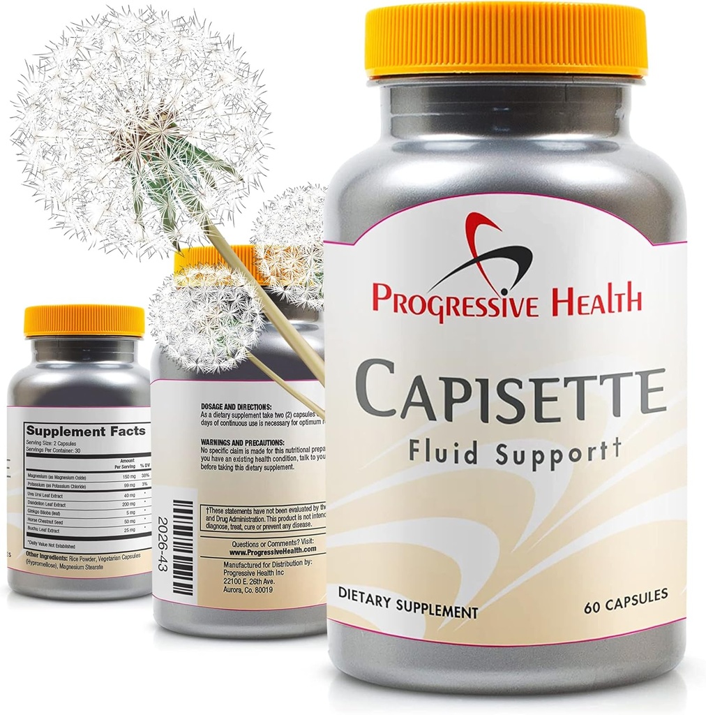 Capisette Water Retention Support - Reducts Swilled Feet, Ankles, and Legs - Reduce Otok & Fluid Retention from Edema. Obsahuje: Draslík, kořen pampelišky, a more-dietní dodatek (60 kapslí)
