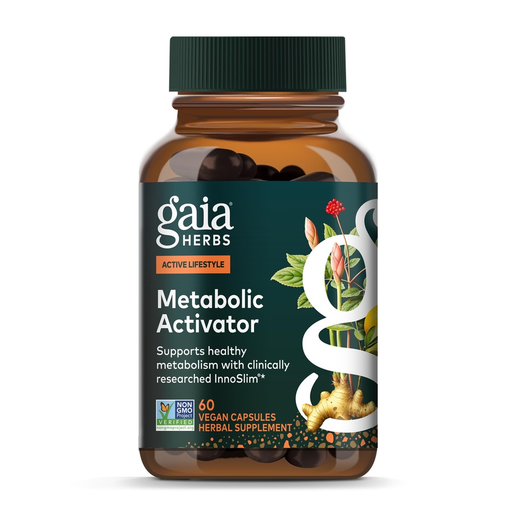 Gaia Herbs Metabolic Activator - Doplněk pro přírodní energii pro podporu metabolismu - Vyrobeno s Panax Notoginseng & Astragalus Extract - Bez mlékárenského, sojového a glutenu - 60 Kapsle (60 Služeb)