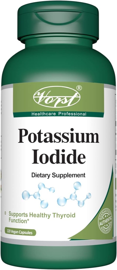 Iodid draselný 800mcg 120 Vegan Kapsle 124; Příplatek na podporu štítné žlázy pro ženy a muže * * Jod 124; Jod