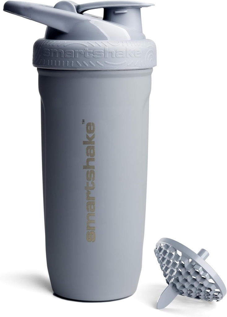 Smartshake Reforce Stainless Steel Shaker Lahvička 900 ml CLAS124; 30 oz - Leakproof Screw-on Lid - BPA Free - Non Izolated Bottle- Unisex (Grey)