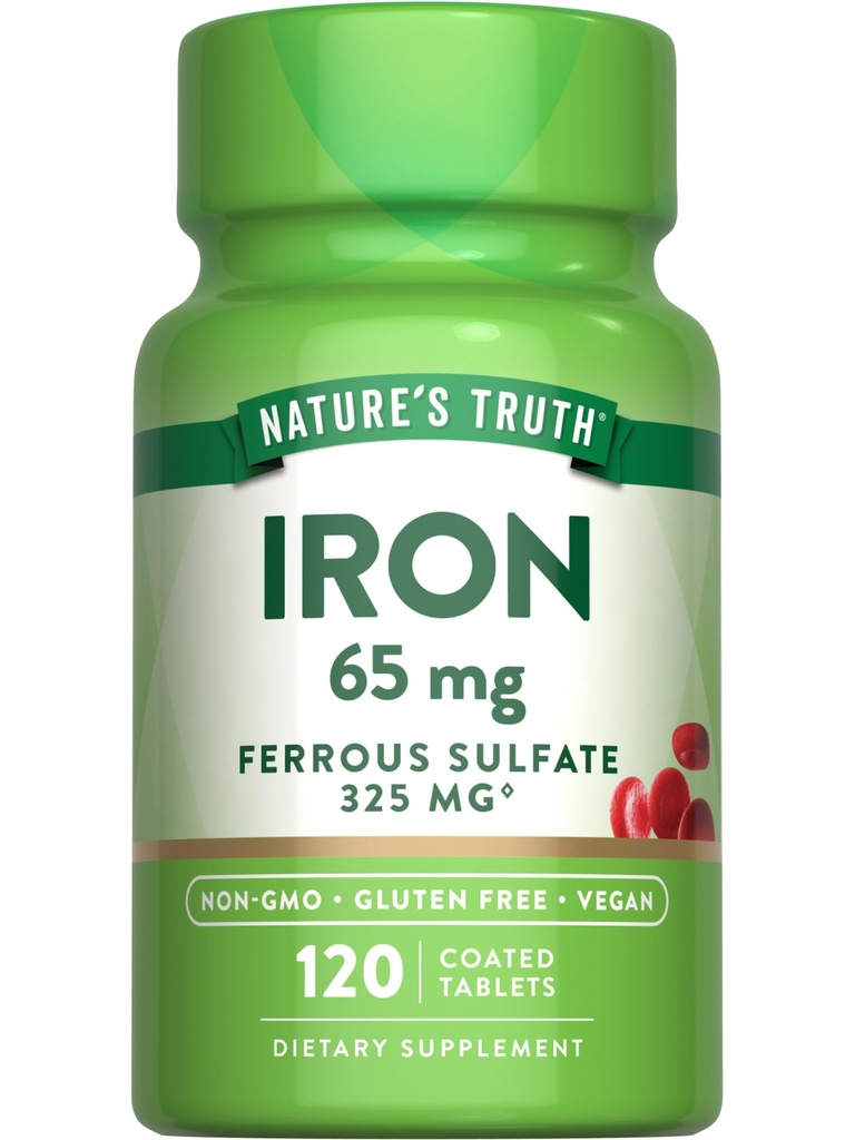 Nature 's Truth Iron Supplement 124; 65mg Iron 124; 120 Tablet IR 124; 325mg Ferrous Sulfate Iron 124; Non- GMO & gluten zdarma pilulky