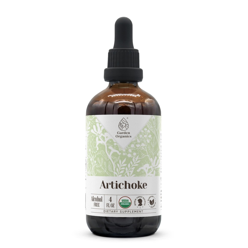 Artyčok USDA Organic Alcohol- Free Extract CLAS124; Dietní dodatek, high- potency tinktura CLAS124; Natural Certified Organic Articode (Cynara scolymus) Sured Leaf 4 oz