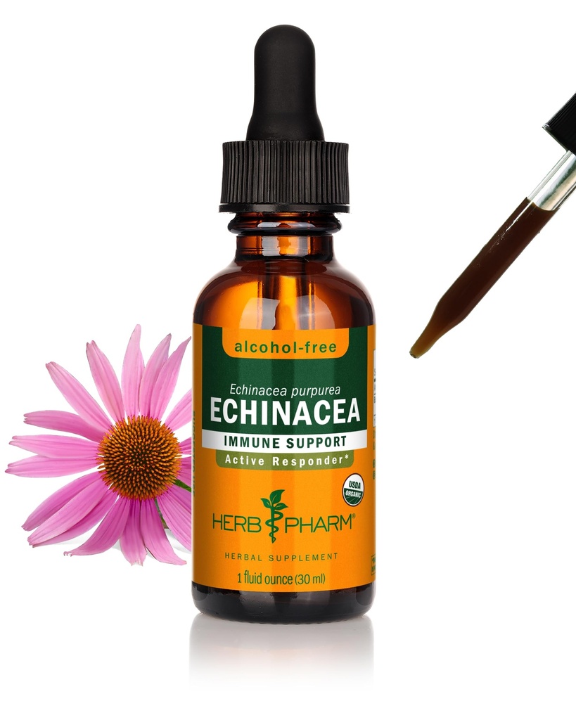 Herb Pharm Organic Echinacea Root Extract, Alcohol- Free: Imunitation System Support for All Seasons, Fast- acting Echinacea Plant Supplement, Non- GMO, Vegan & gluten- Free, 1 Oz