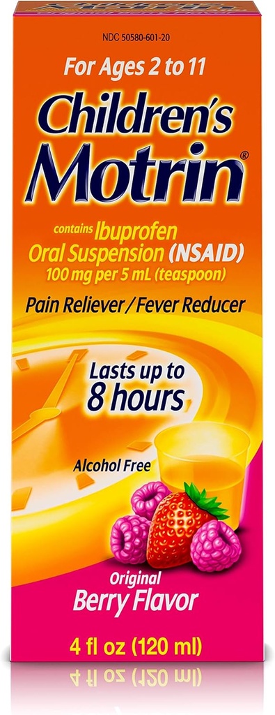 Motrin Children 's Ibuprofen Oral Suspension Original Berry Flavor - 4 oz, Pack of 3