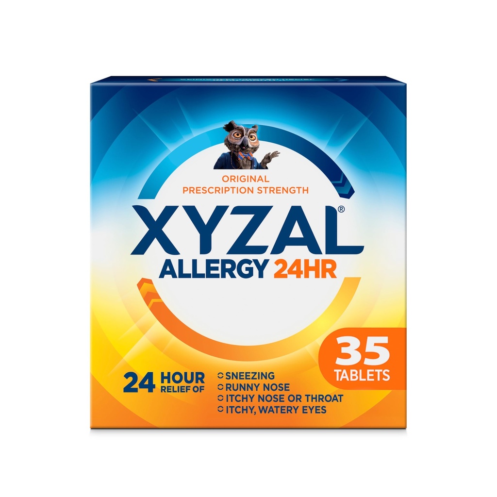 Xyzal 24 hodinová alergie Relief Medicine, Original Prescription Strength Antihistamin, Levocetirizin Dihydrochloridové tablety, 5 mg, 35 Počet
