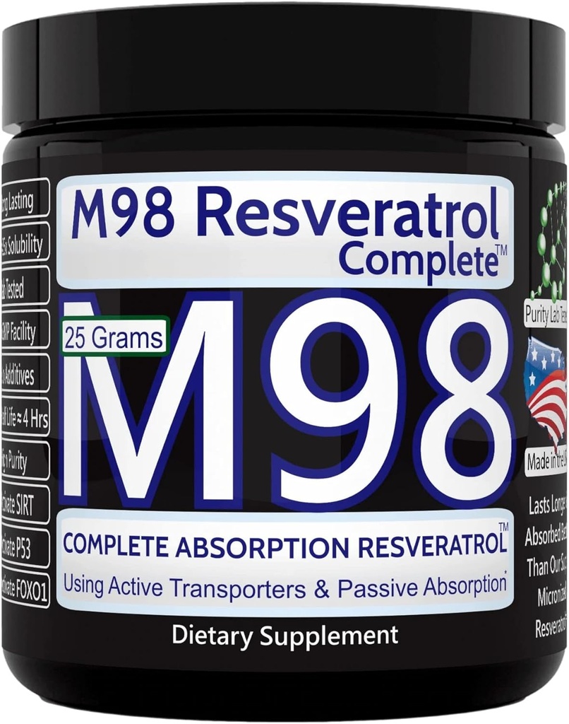 M98 Resveratrol Complete (M98-RC) - Lepší než super mikronizované - čistý prášek - 25 gramů