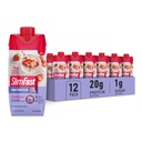 SlimFast protein Shake, Strawberry- 20g protein, Jídelní náhrada Shake Ready to Drink, Vysoký protein s nízkým obsahem sacharidů a nízkým cukrem, 24 vitamínů a minerálů, 12 Počet (Balení po 1) (Balení květen Vary)