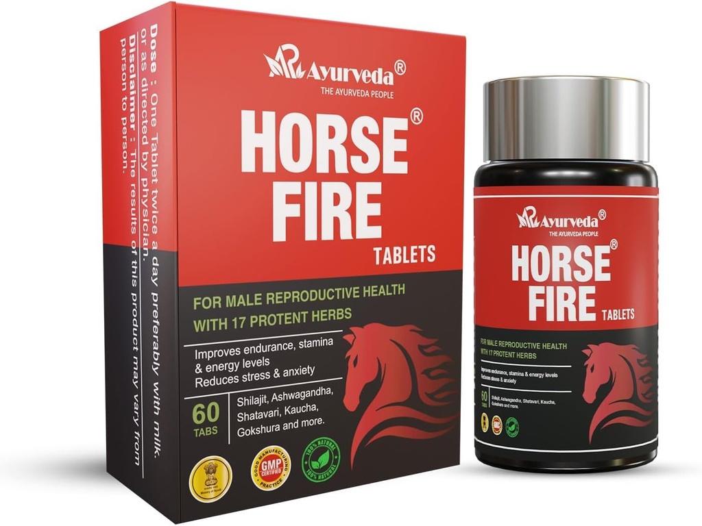 Horse Fire Tablety pro muže 124; Ayurvedic Medicine - pro Stamina, Muscle Growth, Imunity & Celkově wellness 124; Horse Fire Tablet (Balení 60)