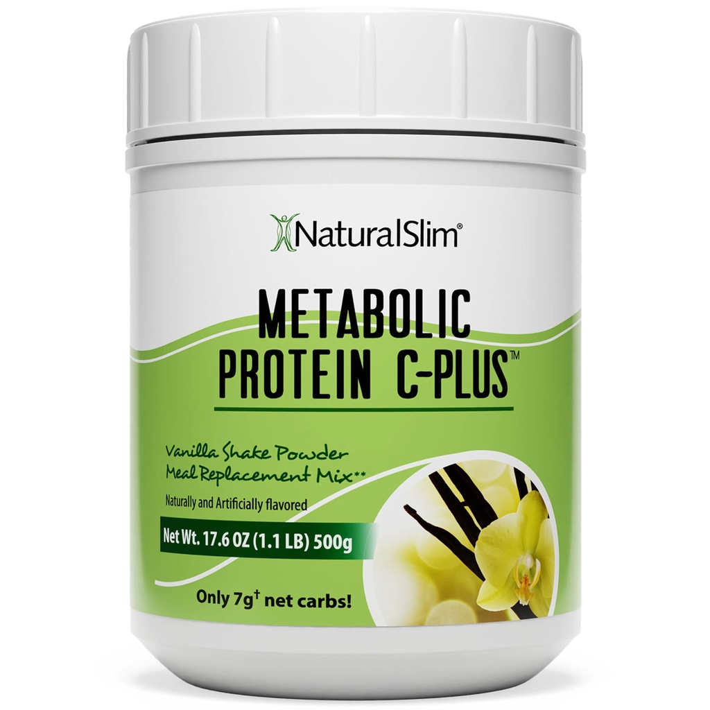 NaturalSlim Protein Powder s vitamíny a minerály Metabolické C- Plus - Krmiva Náhradní prášek obohacený vitaminem C, zinkem a aminokyselinou - čokoládový protein Powder 10 Servings 1.1 lb.