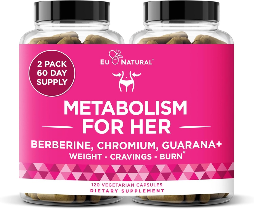 Metabolismus pro ni - Podpora appetite & metabolismus pro ženy - Cukrová chuť, snížení kalorického příjmu a podpora pocity plnosti - Berberine, Pikolinát chromitý & Guarana - 120 Veg Kapsle