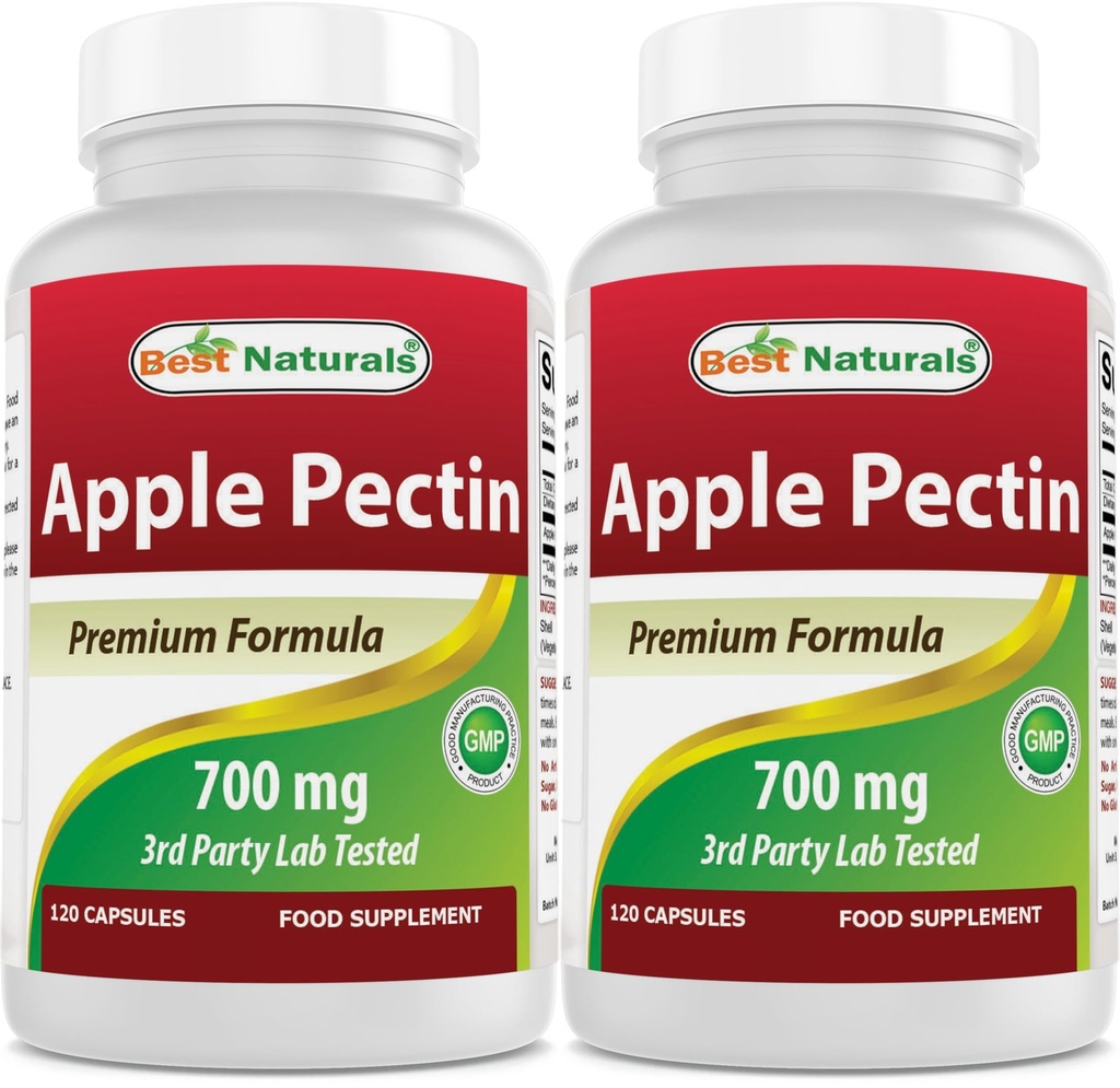 Nejlepší Naturals Apple Pectin 700 mg - Dietní fiber - Intestinální podpora - 120 Kapsle (120 Počet (balení po 2))