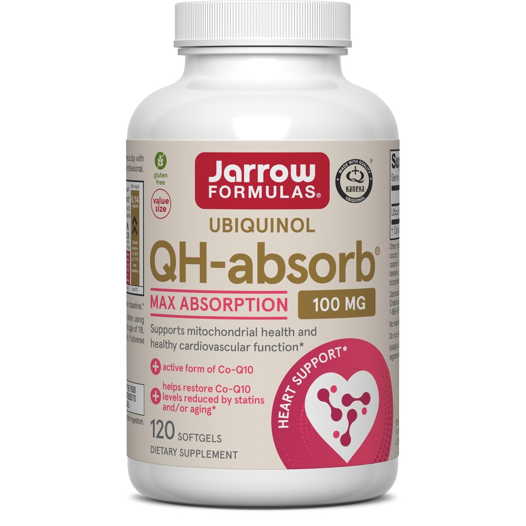 Jarrow Vibras QH- Absorb, 100 mg, Ubiquinol Dietní dodatek pro zdravou kardiovaskulární funkci, 120 Softgels, 120 denní zásobování