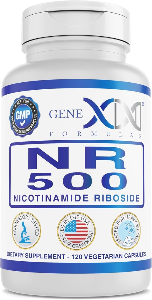 Genex Applicas NR Nikotinamid Riboside 500mg / Serving (120 Kapsle) NAD + Prekurzor pro zdravé stárnutí - GMP- Certified, Non- GMO, Gluten- Free, Vegetarian (1 balení)