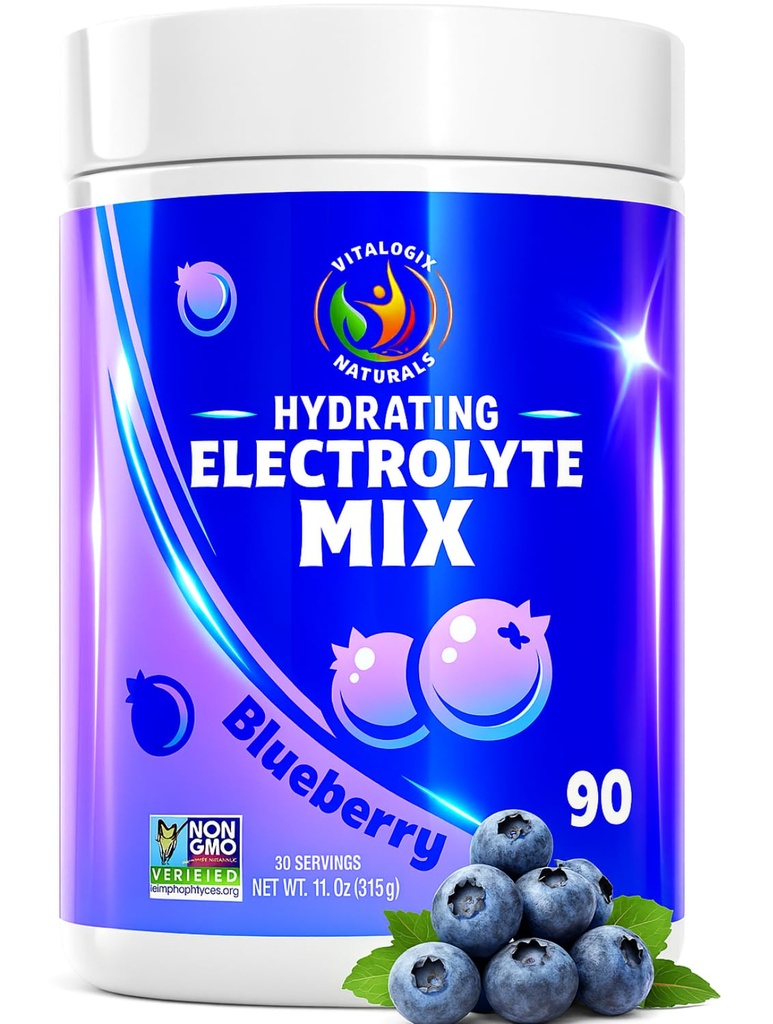 Blueberry Hydration Powder - Nulový cukr Electrolyte Drink Mix 124; 90 Služební 124; Keto, Vegan, Gluten- Free 124; Přírodní elektrolyty pro svalovou obnovu, energie, křeče Relief 124; pro ženy, běžci