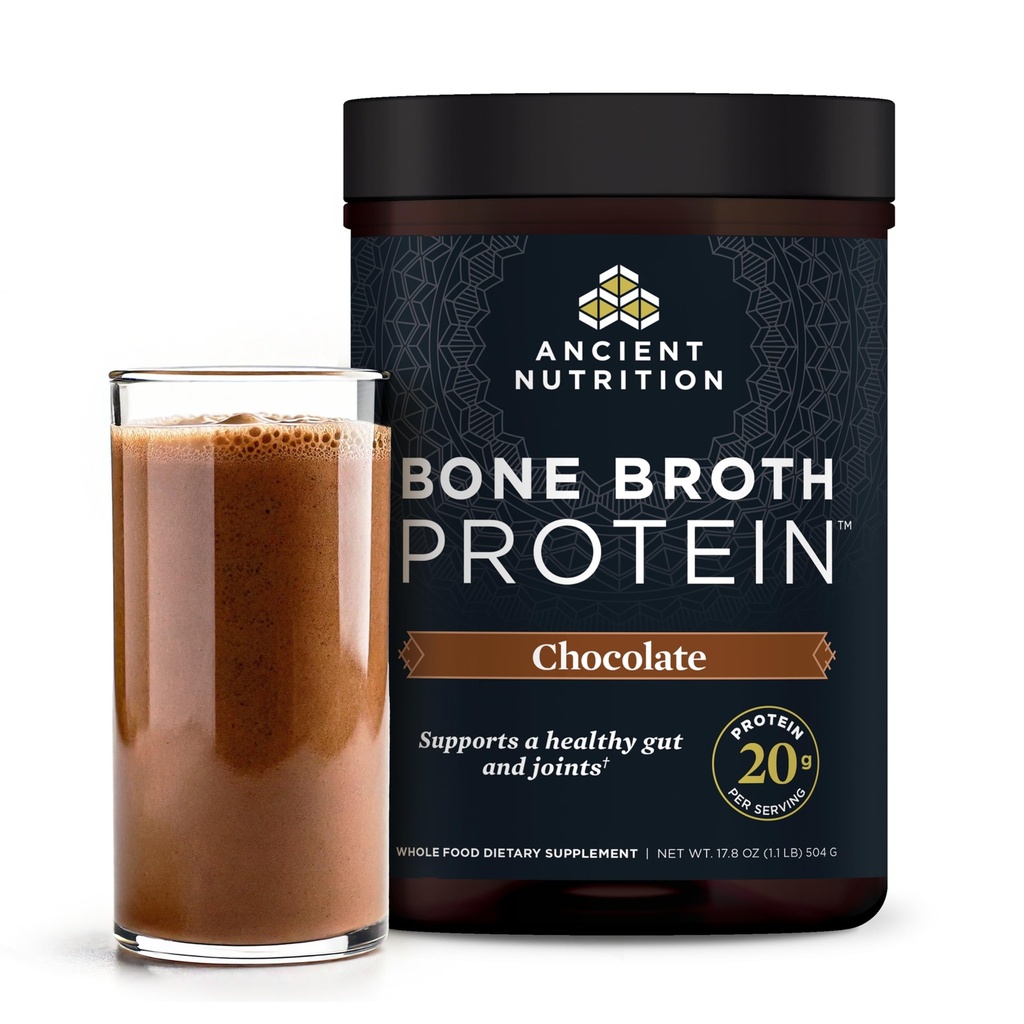 Starověký nutriční protein prášek vyrobený z pravé kosti broth, čokoláda, 20g protein per serving, 20 Serving Tub, gluten zdarma hydrolyzované kolagen Peptidy dodatek, Great in protein shakes