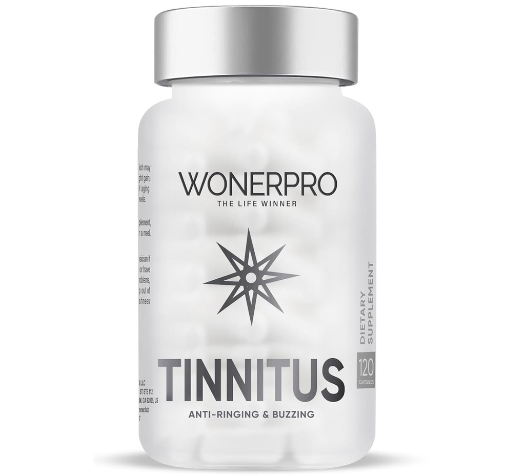 Tinnitus Relief pro vyzvánění uší, 120 Kapsle Ušní zdravotní vitamíny podporuje sluch ztráty a snížení vyzvánění v uších pro muže a ženy