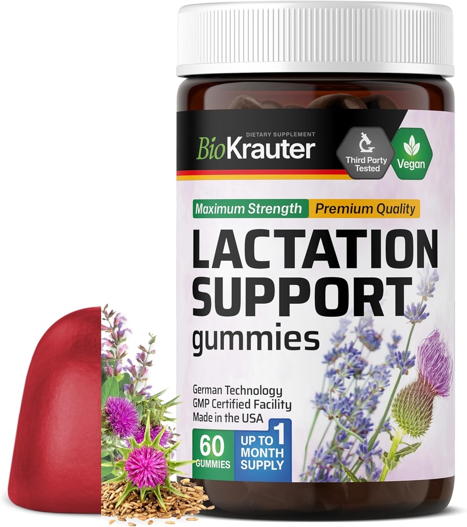 BIO KRAUTER Podpora laktace Žvýkačky - 60 Žvýkačky - Přírodní laktační dodatek - Kozy Rue, Fenugreek, Mléko Thistle Extrakty - Vegan Kojení doplňky