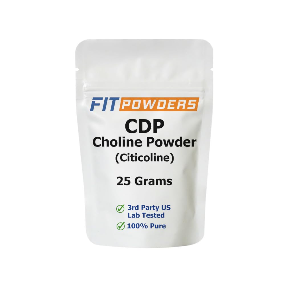 Citicoline Powder, CDP Choline Powder Pure with Scoop, Non- GMO, Kognitivní doplněk pro paměť a učení (25 gramů)