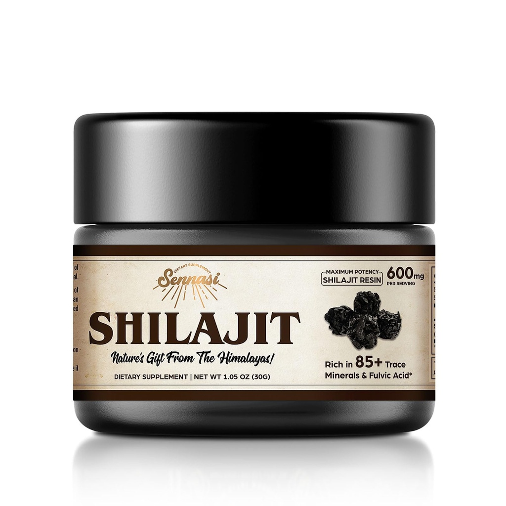 Shilajit Pure Himalayan Organic Shilajit Resin - 600mg Maximální potenciál přírodní organické Shilajit Resin s 85 + stopové minerály & Fulvic Acid for Energy, Imunity Support, 30 Grams (1 balení)