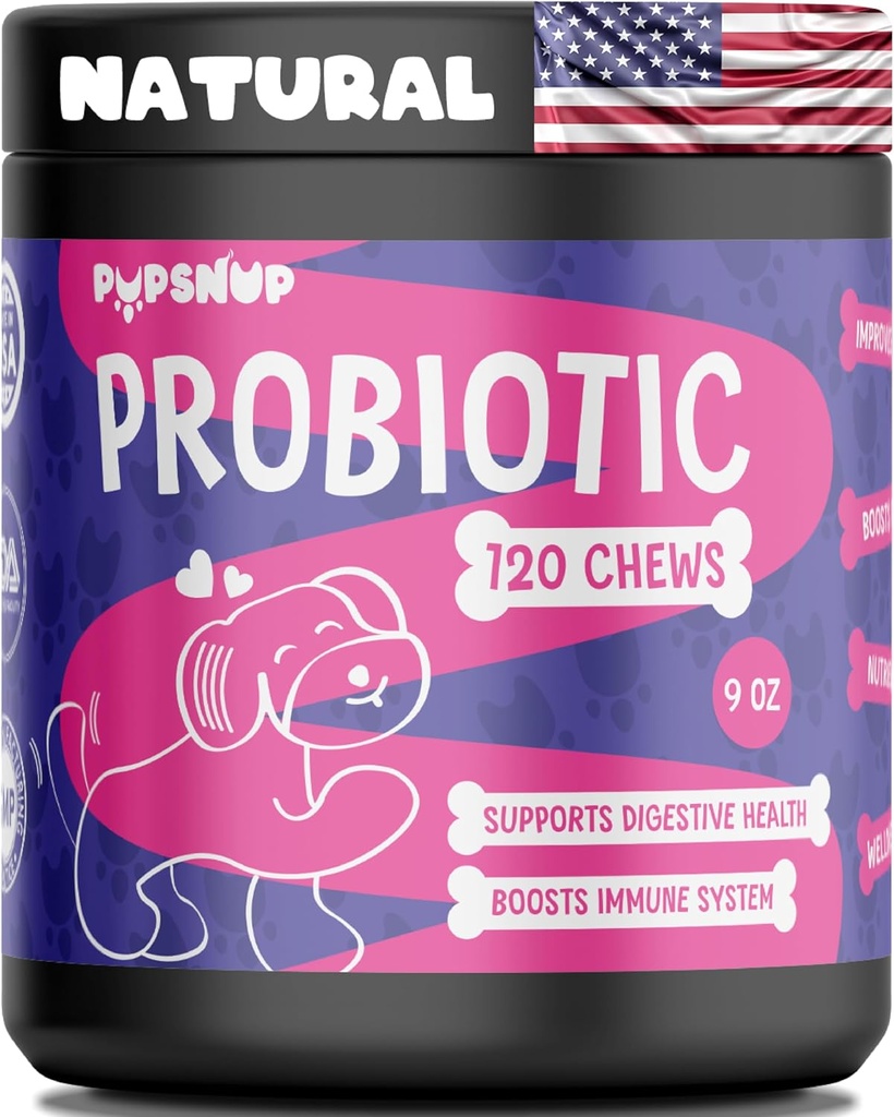 PupSnap - Probiotika pro Dogs- Podpora Gut zdraví, stravovací zdraví a zvyšuje imunitní systém - dýně a papája powder - 120 měkkých žvýkaček - Vyrobeno v USA
