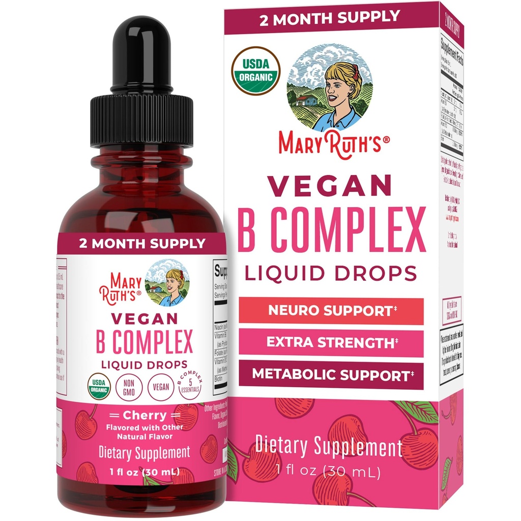 MaryRuth Organics vitamin B Komplex vitaminu 124; B vitaminy Komplex vitaminu 124; Biotin vitaminu 124; Vitamin B12 vitaminu 124; Folát 124; doplněk metabolické podpory vitamin 124; Vegan vitamin 124; USDA Organic Agregation 124; Non- GMO Agregation 124; gluten Free Agregation 124; 2 Měsíční dodávky
