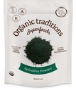 Organické tradice Organic Spirulina Powder Vegan Non- GMO Superfood, 5.3oz (150g) Bag, 50 Servings per Bag