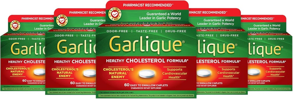 Garlique Zdravý Cholesterol Formule s 5000 mcg Allicin, 60 Enteric Coated Caplet (Balení po 5)
