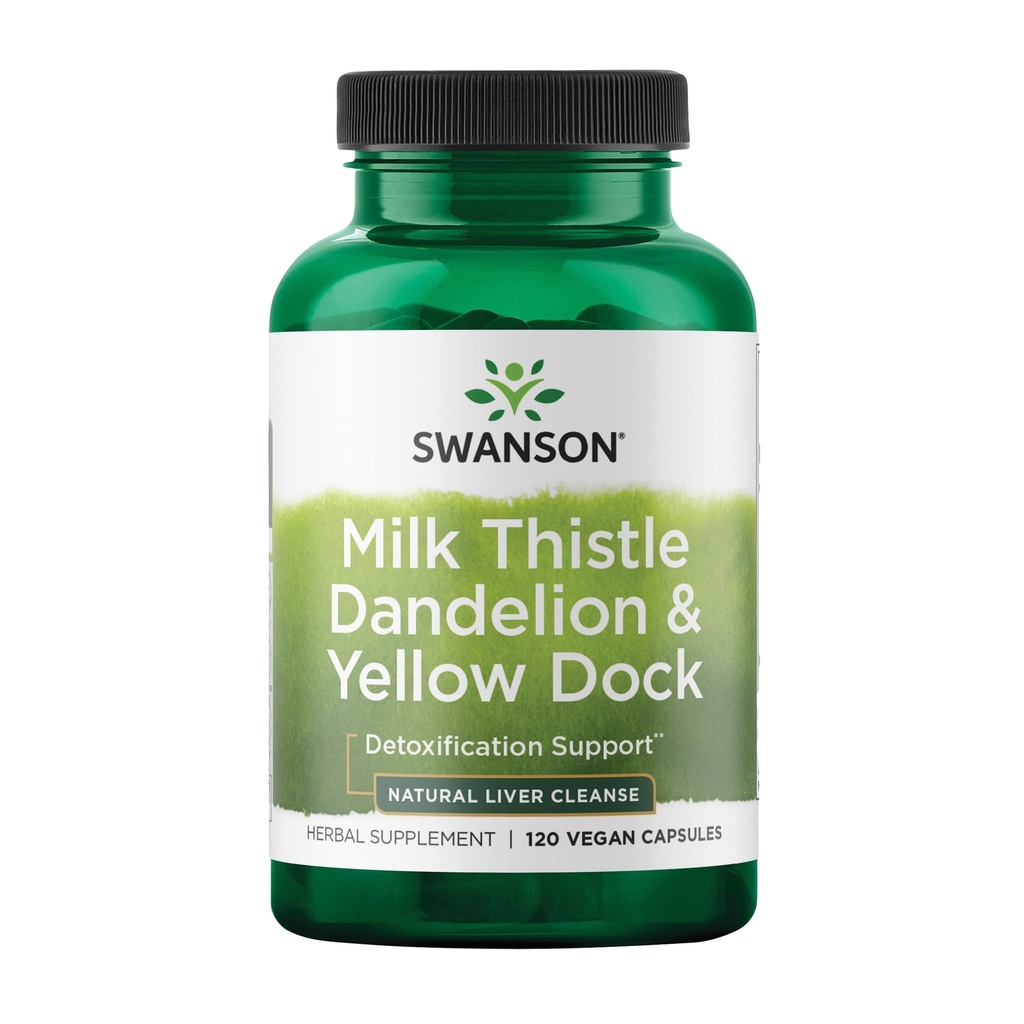 Swanson Milk Thistle, Pampeliška a Žlutý dok - Příplatek na podporu jater - Přírodovědný doplněk pro udržení celkového zdraví a pohody - (120 Kapsle) (1 balení)