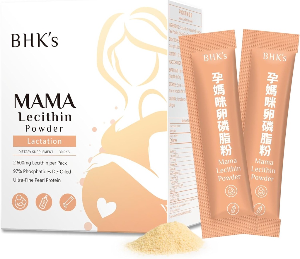 BHK Lecithin pro ucpané mléčné kanálky, Loosen existující mastné Clogs, podporuje tok mléka, zlepšuje kvalitu kojení a výživy, 30 Sticks