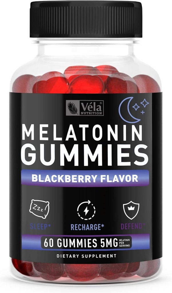 Melatonin Black Berry Gummies 5mg, noční spánková podpora Žvýkací doplněk 124; 60 Počet